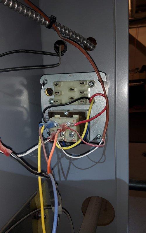 Completed installation of Nest thermostat on 9-year-old boiler system. Assessed existing wiring configuration at terminal block and determined common wire requirements. Successfully integrated Nest Power Connector to provide adequate power supply for thermostat operation, ensuring compatibility with boiler control system and proper communication between thermostat and heating equipment.