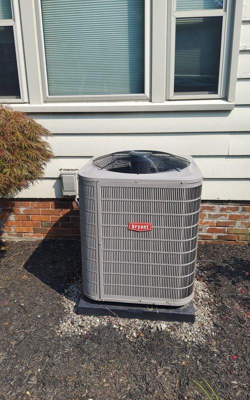 Responded to cooling system issue on 2-year-old Bryant AC unit. Upon arrival, observed extreme ambient temperature of 90°F with heat advisory in effect. Performed complete system inspection of outdoor condenser unit, which appeared in good physical condition with clean coils and proper installation on pad. Verified unit operation, checked refrigerant levels, tested electrical connections, and inspected fan motor operation. System found operating within normal parameters given extreme heat conditions. Educated customer on expected system performance during heat advisory conditions and confirmed unit was cooling adequately for ambient temperature.
