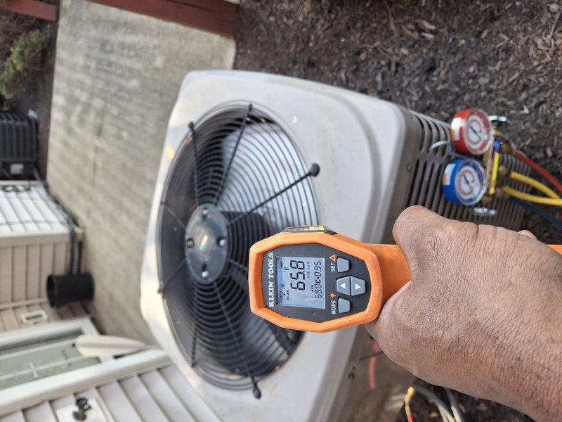 Responded to callback for non-functioning air conditioning system. Upon arrival, connected manifold gauges and diagnostic equipment to outdoor condensing unit to assess system pressures and performance. Measured temperature differentials and verified compressor operation while monitoring refrigerant levels. Performed comprehensive diagnostic testing to identify root cause of system failure and determined necessary corrective actions to restore cooling functionality.