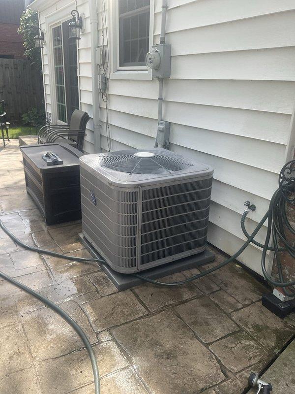 Completed annual tune-up on 2-year-old residential air conditioning system. Performed comprehensive inspection of outdoor condenser unit, verified proper refrigerant levels, cleaned condenser coils, checked electrical connections, and tested system operation. Unit found in good working condition with no deficiencies noted; all components operating within normal parameters.