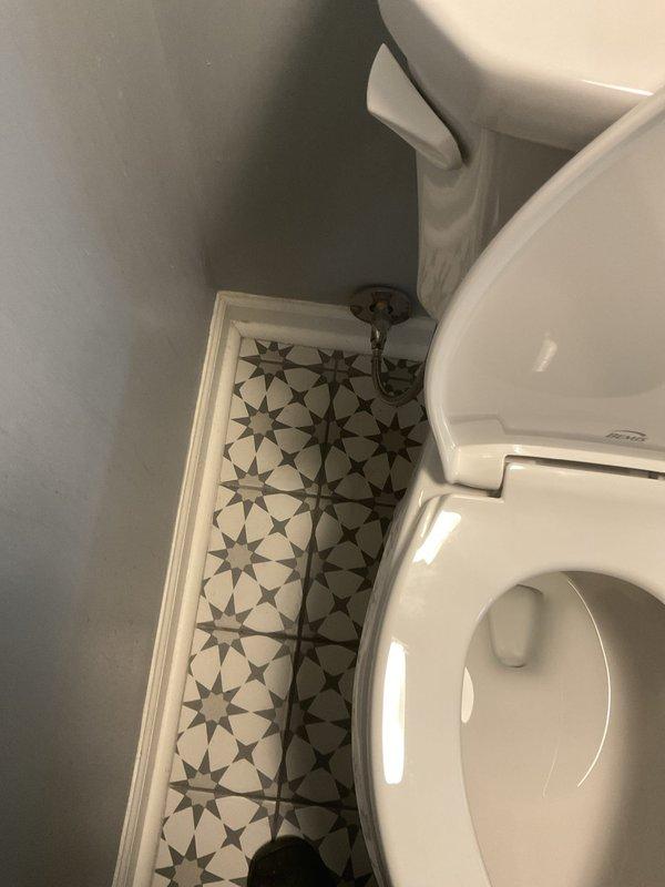 Completed plumbing inspection and assessment of bathroom fixtures, including toilet, shut-off valve, and surrounding plumbing connections. Documented current condition of all visible components and photographed installation for service records. Presented repair recommendations to customer, who approved proceeding with necessary plumbing work to address identified issues with the toilet system and associated water supply connections.
