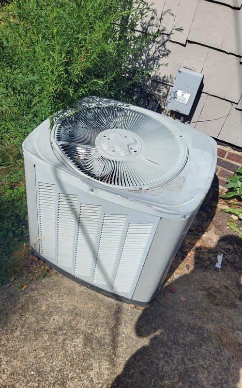 # HVAC Service Completed

Responded to no cooling complaint on 15-year-old residential air conditioning system. Upon arrival, inspected outdoor condenser unit and found equipment operational but with reduced efficiency. Examined indoor air handler components in basement ductwork chase. Identified restricted airflow due to accumulated debris on condenser coil and dirty air filter at indoor unit. Cleaned condenser coil fins, removed organic debris from unit exterior, and replaced air filter. Verified proper refrigerant pressures and amperage draw on compressor. System restored to normal cooling operation with improved airflow throughout.