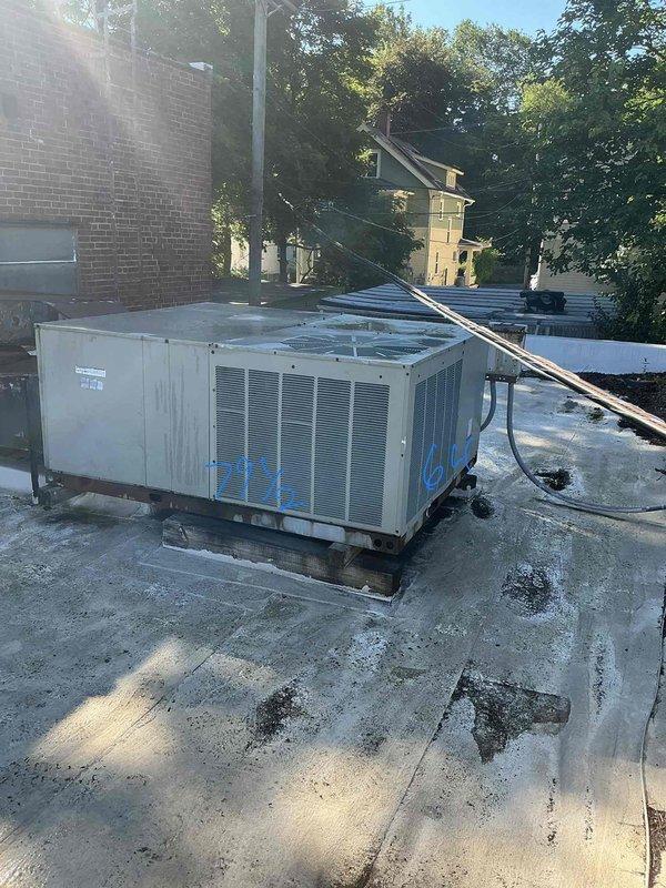 Conducted comprehensive site assessment and provided replacement estimate for commercial rooftop package unit cooling system. Evaluated existing equipment access requirements, documented current HVAC unit condition with photographs, and confirmed specifications for new installation including duct smoke detector integration and programmable thermostat compatibility.