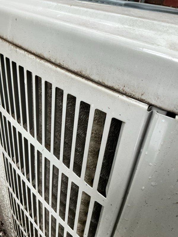 Completed cooling maintenance and tune-up on a 9-year-old residential air conditioning system. Performed standard inspection of outdoor condenser unit, which showed normal wear with visible rust staining on casing and minor surface corrosion from environmental exposure. All critical components were evaluated, system operation verified, and unit confirmed to be functioning within normal parameters.