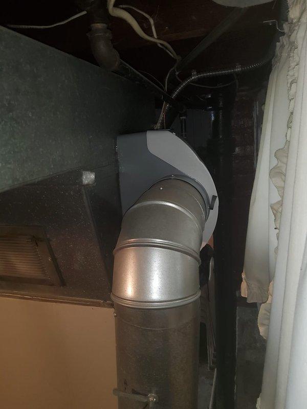 Installed humidifier system in basement mechanical space, including 600 series humidifier unit and quarter-turn valve for water supply control. Connected unit to existing ductwork using metallic duct pipe and necessary fittings to integrate with HVAC system. Installation completed in 2.5 hours using in-stock parts, with system tested and confirmed operational upon completion.