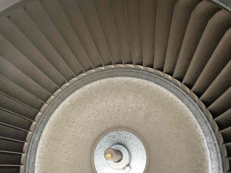 Completed comprehensive furnace tune-up and performance evaluation. Performed combustion analysis using digital diagnostic equipment, recording oxygen levels at 20.7%, CO2 at 0.052%, supply temperature at 139.7°F, and return temperature at 85.4°F, confirming proper combustion efficiency and heat exchanger operation. Inspected blower assembly and fan motor components, verifying blade condition and airflow distribution throughout the system.