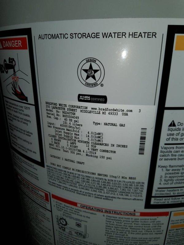 Responded to service call for pilot light ignition on gas furnace and water heater. Successfully relit pilot lights on both the HVAC furnace system and the Bradford White 40,000 BTU/HR natural gas water heater, verified proper ignition and flame characteristics, and confirmed both units returned to normal operation.