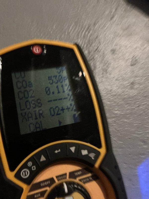 Performed scheduled maintenance on 20-year-old boiler system. Conducted combustion analysis using digital analyzer, measuring CO2 levels, efficiency loss, and excess air to verify proper burner operation and optimal fuel-to-air ratio. Inspected water heater and associated plumbing connections, including PVC and copper piping. All systems operating within acceptable parameters.