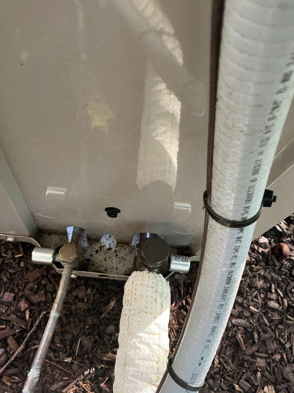 Completed routine maintenance on 6-year-old Bryant air conditioning system. Performed comprehensive inspection of outdoor condensing unit, verified proper operation of compressor and condenser fan motor, checked refrigerant line connections and insulation integrity, and confirmed system is functioning within manufacturer specifications.