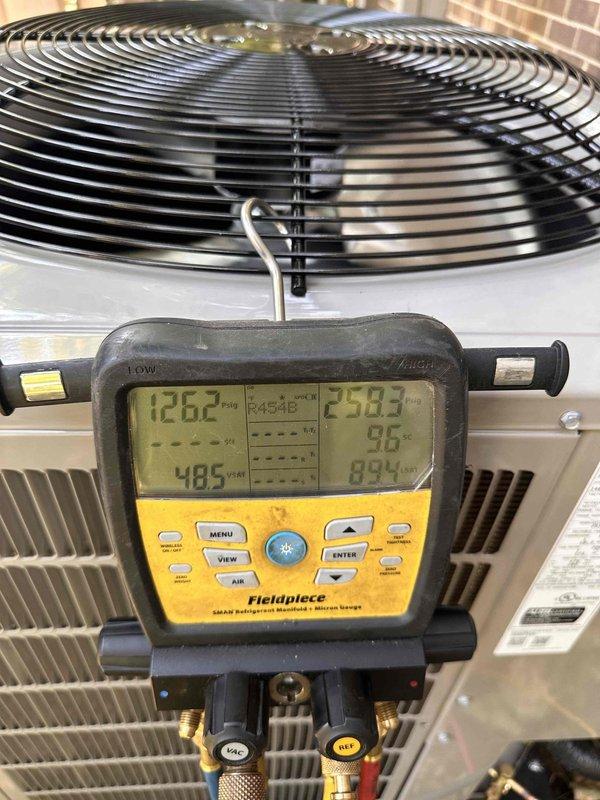 Completed full HVAC system replacement including installation of new two-stage air conditioning unit, furnace, evaporator coil, and Ecobee smart thermostat. Performed comprehensive system diagnostics and commissioning, verifying proper refrigerant charge, airflow measurements, and temperature differential across the coil to ensure optimal system performance and efficiency.