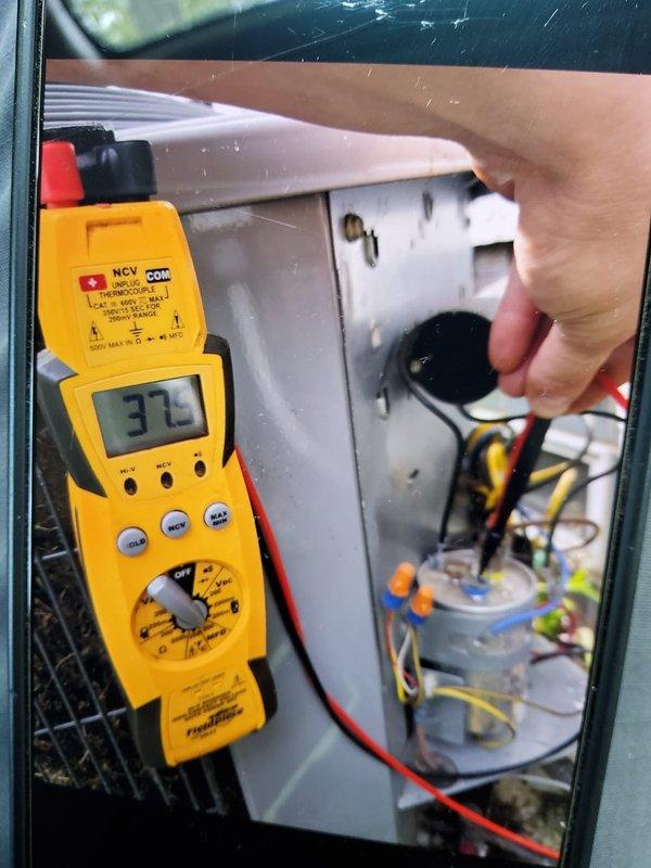 Performed comprehensive tune-up on 5-year-old Goodman air conditioning system, model END4X24L17A1. Conducted electrical diagnostics using digital multimeter to verify proper voltage and amperage readings, inspected and tested capacitor functionality, and examined all wire connections and terminals within the control panel. All components found operating within manufacturer specifications, unit running efficiently with no issues detected.