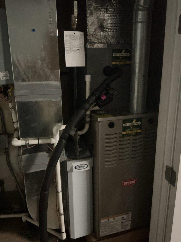 Completed comprehensive maintenance inspection on 20-year-old gas-powered furnace system. Performed standard heating season preventive maintenance including visual inspection of all components, burner assembly examination, heat exchanger inspection, blower motor operation check, and verification of proper venting. Inspected associated equipment including humidifier unit and filtration system, confirmed all electrical connections secure, and verified proper drainage through PVC condensate lines. System operational and ready for heating season.