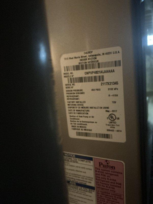 Completed maintenance inspection on 12-year-old residential air conditioning system during scheduled service window. Performed comprehensive evaluation of cooling equipment, including inspection of blower wheel assembly and condenser unit. Blower wheel showed normal operational wear with minor dust accumulation consistent with system age. Verified manufacturer specifications and serial number documentation on air handler unit, confirming R-410A refrigerant type and proper labeling compliance. All major components functioning within normal parameters with no immediate service needs identified at this time.