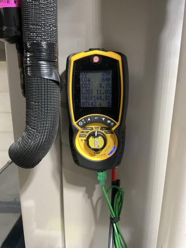 Completed comprehensive maintenance on a 5-year-old gas heating system under the MVP Heat maintenance plan. Performed combustion analysis testing using calibrated analyzer, measuring flue gas temperatures, oxygen levels, and carbon monoxide output to verify safe and efficient operation. All combustion readings fell within manufacturer specifications, confirming proper burner operation and heat exchanger performance.