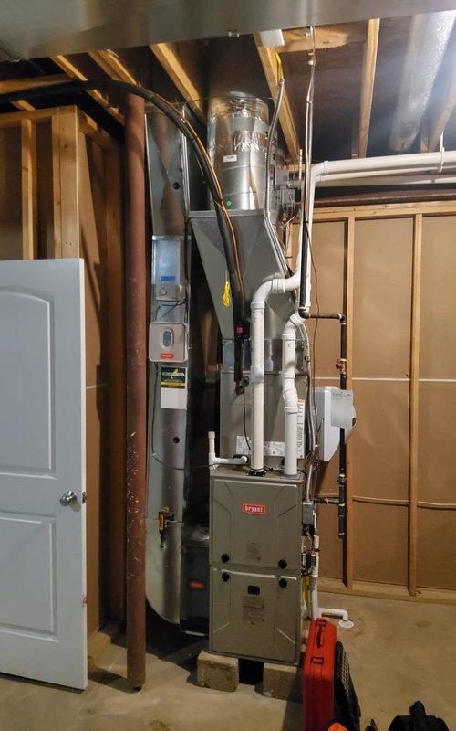 Completed comprehensive heating maintenance tune-up on two residential furnace systems: a 10-year-old Bryant unit and a 6-month-old Luxaire unit. Performed standard seasonal inspections including filter checks, burner assembly cleaning, heat exchanger examination, blower motor lubrication, thermostat calibration, and combustion analysis on both systems to ensure safe and efficient operation for the heating season.