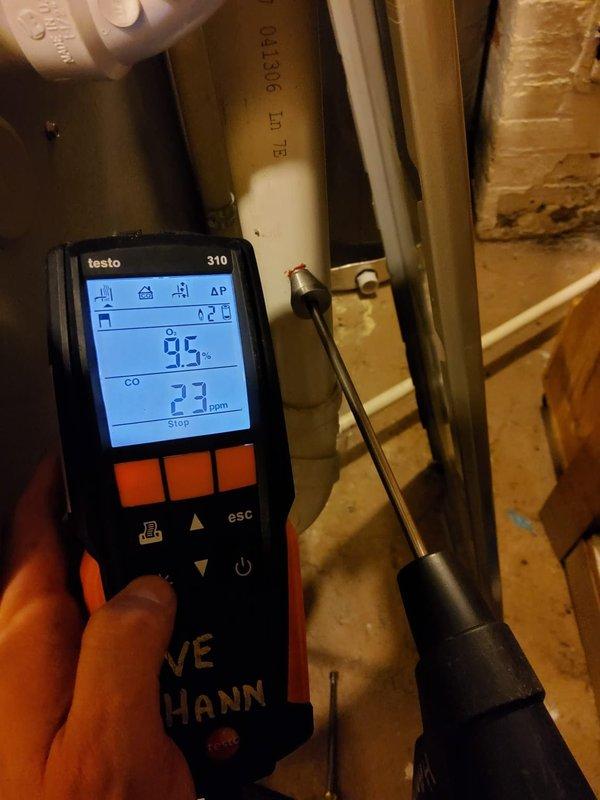 Performed comprehensive tune-up on 20-year-old Carrier furnace operating without reported issues. Conducted combustion analysis using Testo 310 analyzer, recording CO levels at 23 ppm and temperature differential of 9.5°F, confirming safe and efficient operation. Completed full system inspection including heat exchanger examination, burner assembly cleaning, blower motor lubrication, air filter replacement, and thermostat calibration to ensure optimal performance and safety for the heating season.