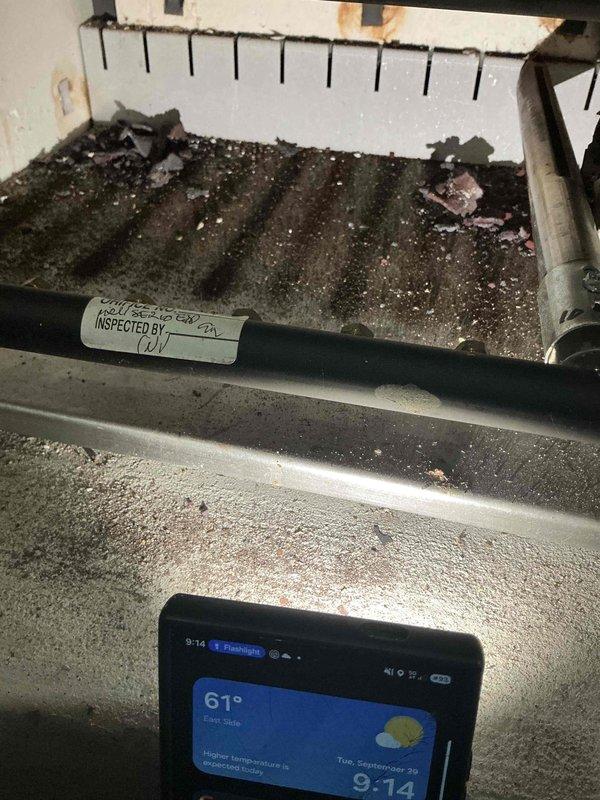 Completed comprehensive heating maintenance on 4-year-old gas furnace system. Inspection revealed deteriorated condensate drain pan with visible biological growth, moisture staining, and mineral deposits requiring attention. Documented equipment condition with measurements and noted rust-colored water staining on surrounding surfaces, indicating potential drainage issues that may need future monitoring to prevent system damage.