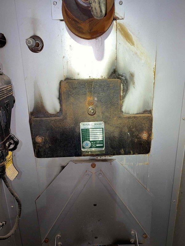 Responded to service call for leaking sight glass on Republic brand steam boiler system, over 51 years old. Upon inspection, confirmed active leak at sight glass gasket requiring replacement. Replaced failed gasket with new component to restore proper seal and prevent continued water loss. Verified sight glass assembly secure with no additional leaks present. System operational upon completion of repair.
