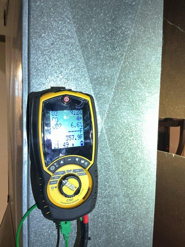 Performed comprehensive tune-up on 23-year-old furnace with no reported issues. Conducted temperature diagnostics using digital multimeter, recording heat exchanger temperature of 357.5°F. Removed, inspected, and cleaned flame sensor rod to ensure proper ignition and flame detection capability for reliable system operation.