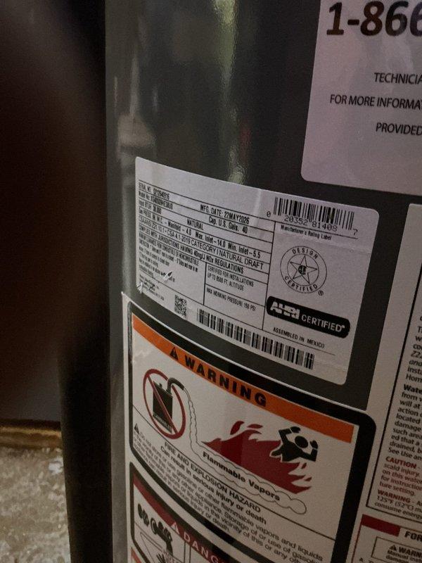 Responded to service call for water pressure issues at residential property. Upon arrival, conducted visual inspection of water heater and HVAC system in utility area. Documented existing equipment conditions including water heater model XC10S36F100 (serial P371540975) and associated mechanical systems. Customer requested second opinion evaluation for water pressure concerns to compare with previous estimate from another provider.