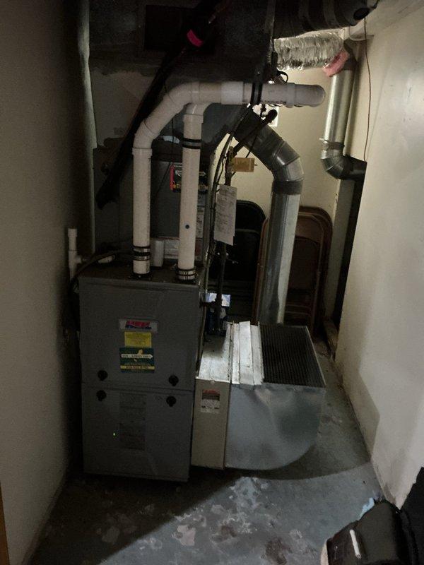 Completed routine maintenance and tune-up on an eight-year-old furnace system located in basement. Performed comprehensive inspection of furnace unit, associated PVC venting system, and connected ductwork. All components found operating within normal parameters with no issues identified. System cleaned, tested, and left in proper working condition for continued reliable operation.