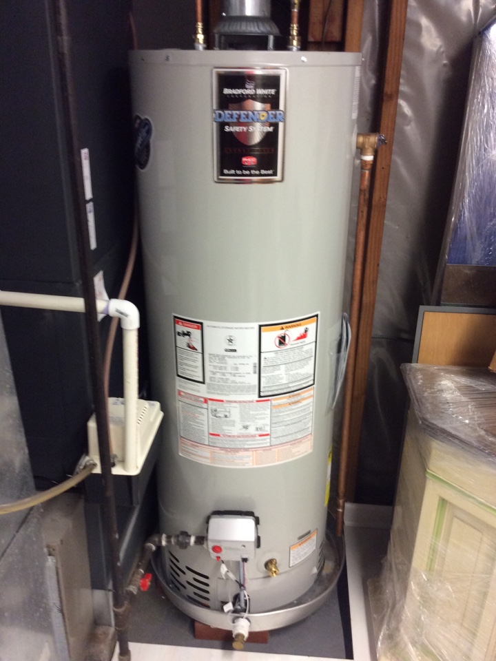 Install Bradford white hot water heater.