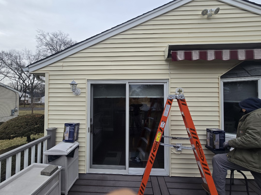 swapped out old outdoor fixtures with customer supplied fixtures. 