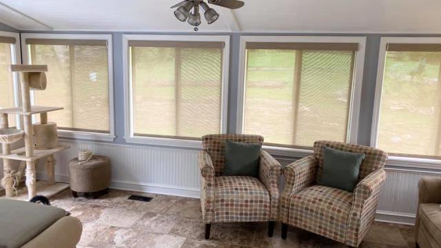 Deco Screen Roller Shades w/ Cassette & 2 1/2” Cordless Blinds completed project Deco Screen Roller Shades w/ Cassette & 2 1/2” Cordless Blinds completed project
