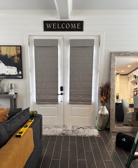 Custom Fabric Cordless Roman Shades w/ Blackout Privacy Liner in St. Augustine, FL. 