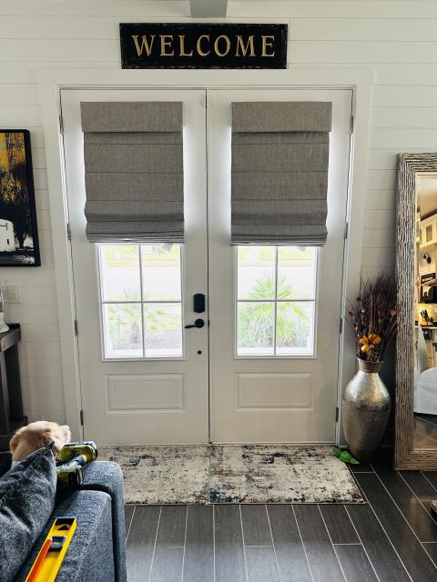 Custom Fabric Cordless Roman Shades w/ Blackout Privacy Liner in St. Augustine, FL. 