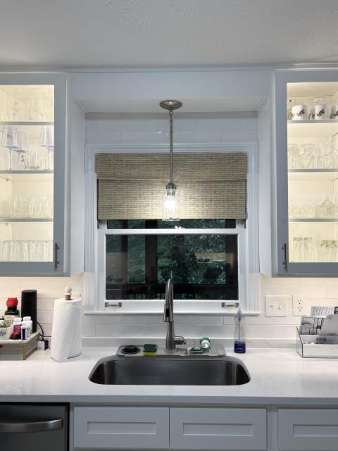 Custom Woven Wood Roman Shades project completed in Douglasville, GA. Custom Woven Wood Roman Shades project completed in Douglasville, GA.