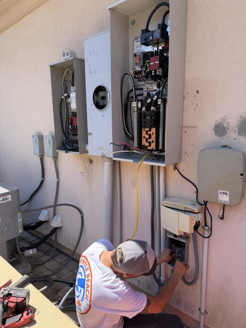 The Father (Mark), Son (Devon) Dynamic Duo Installed Two new 200 amp Automatic Transfer Switches for a future 28KW Generac NextGen Generator in Myrtle Beach SC 29579