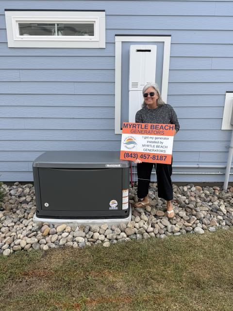Another successful day with a 22KW Honeywell Generac Generator installation, including a 200 amp automatic transfer switch, ensuring reliable power backup. As You can see another Happy Homeowner that has Powered Up Their Peace Of Mind in North Myrtle Beach, SC 29582