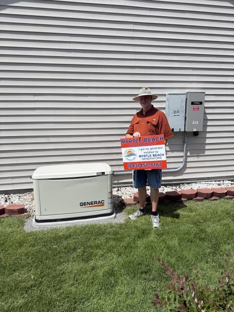 7/22/2026, Myrtle Beach Generators installed another 22KW Generac Generator with a 200 Amp Automatic Transfer Switch, And One Whole Home Surge Protector for Probably the nicest Homeowner with the Nicest lawn in Little River, SC 29566