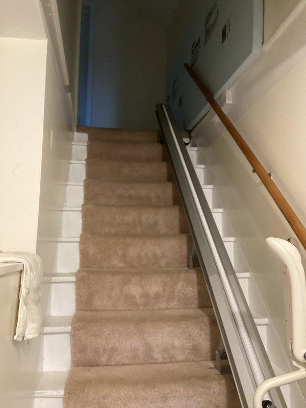 Inspected non-functional chair lift system and determined outlet had no power despite wiring presence. Unable to trace existing wire source. Recommended installation of dedicated 20 amp circuit for the stair lift system, which is the appropriate installation method for this type of mobility equipment.