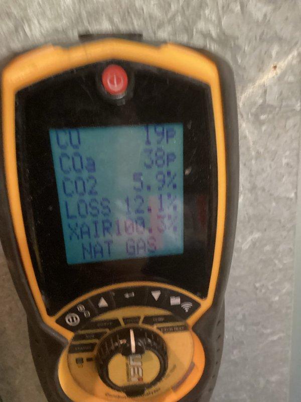 Performed scheduled maintenance agreement tune-up on residential gas furnace. Conducted combustion analysis showing CO at 17 PPM, CO2 at 5.3%, with 12.1% heat loss. System inspection confirmed unit is operating within normal parameters with no issues requiring correction.