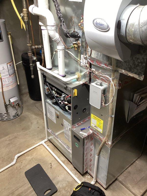 Performed scheduled preventative maintenance agreement service on residential furnace system. Conducted comprehensive diagnostic analysis using C161 Combustion Analyzer to verify proper combustion parameters and system efficiency. Inspected all components including Aprilaire humidifier, connections, and venting for proper operation and safety.