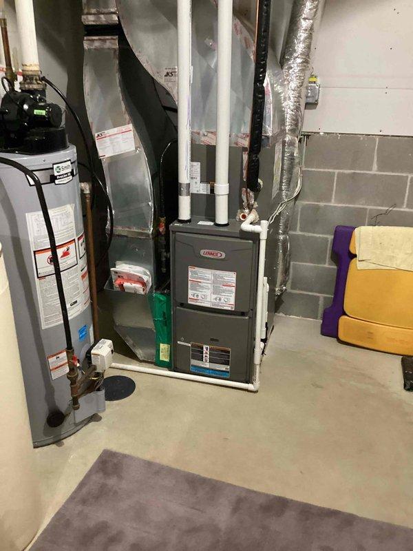 Performed scheduled furnace preventative maintenance agreement service. Conducted complete combustion analysis using UEi C161 analyzer to verify proper operation parameters. Inspected Lennox furnace system including ventilation components, ductwork, and connections to ensure optimal performance and safety.