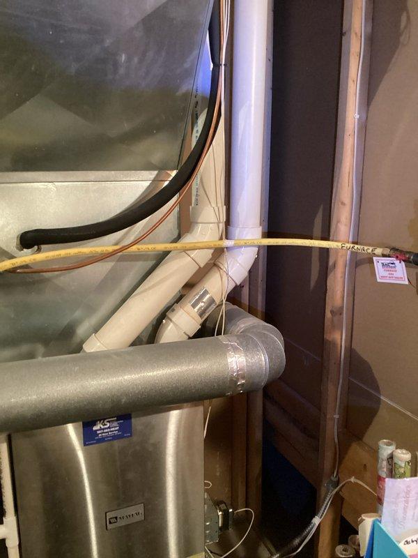 Responded to service call to install water trap for furnace. Upon arrival, discovered incorrect part had been supplied. Inspected existing HVAC system configuration, documented current installation with photos, and ordered correct water trap component. Follow-up appointment scheduled for final installation once correct part arrives.