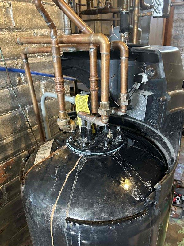 Arrived within specified 8-12 timeframe to address leaking boiler system. Upon inspection, identified failed flange gasket on Boiler Mate unit requiring immediate replacement. Successfully removed defective gasket, installed new flange gasket, and confirmed proper seal with no leaks after restoration of system pressure.