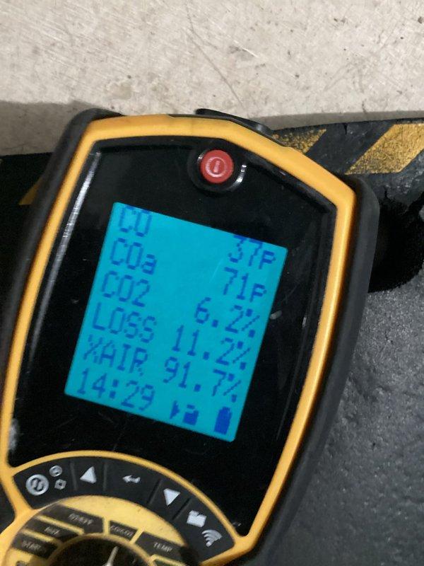 Performed scheduled maintenance agreement tune-up on furnace system. Conducted combustion analysis with diagnostic tool to verify proper operation parameters including CO/CO2 levels. Inspected internal components with access panel removed; all connections, wiring, and control board functioning normally. Unit was operational with no reported issues at time of service.