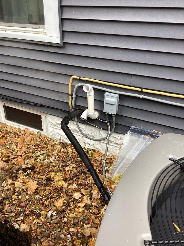 Completed scheduled furnace preventative maintenance agreement service. Performed combustion analysis using UEi C161 analyzer, which indicated system operating at 8.2% CO2 with 44.6% excess air at normal temperatures. Inspected exterior condensate drain line and gas connections; all components functioning properly.