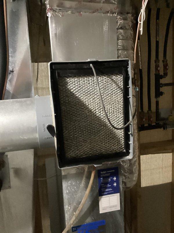 Performed comprehensive air handler tune-up including filter inspection and replacement. Conducted combustion analysis showing CO2 at 7.3%, system loss at 11.4%, and excess air at 50.5%. Diagnosed and adjusted thermostat settings to ensure proper system functionality before completing required rebate documentation.