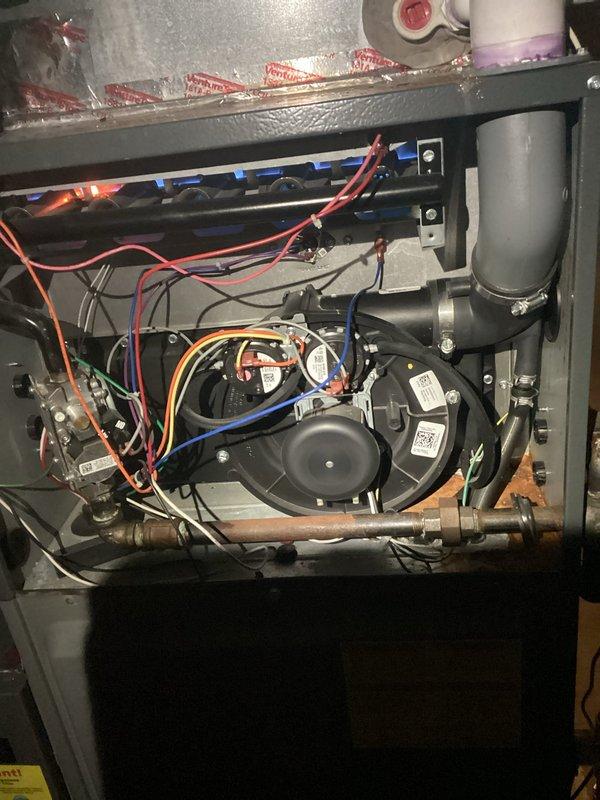 Responded to no heat call for furnace less than 10 years old. Diagnostic inspection revealed dirty flame sensor causing ignition failure. Cleaned flame sensor and verified proper system operation. Unit now functioning normally with consistent flame detection.