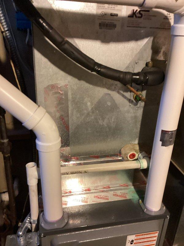 Performed scheduled preventative maintenance on Goodman furnace (model AMEC96060303BN). Completed comprehensive tune-up of the system, inspected internal components and verified proper operation of condensate drainage system. All systems functioning normally after service with no issues identified.