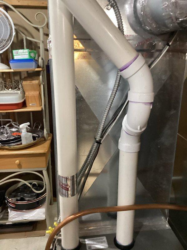 Performed scheduled preventative maintenance on air handler as part of maintenance agreement. Reattached loose kitchen under-cabinet vent with proper fasteners. Replaced water panel in humidifier and completed full system tune-up with no additional issues identified.