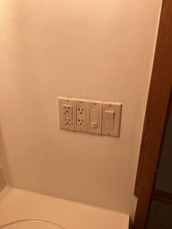 Responded to service call for multiple electrical issues. Diagnosed and reset breaker for non-functioning GFCI outlet in bathroom. Replaced defective outdoor outlet with new unit and weatherproof cover. Installed customer-provided thermostat and provided instruction on ceiling fan removal procedure.