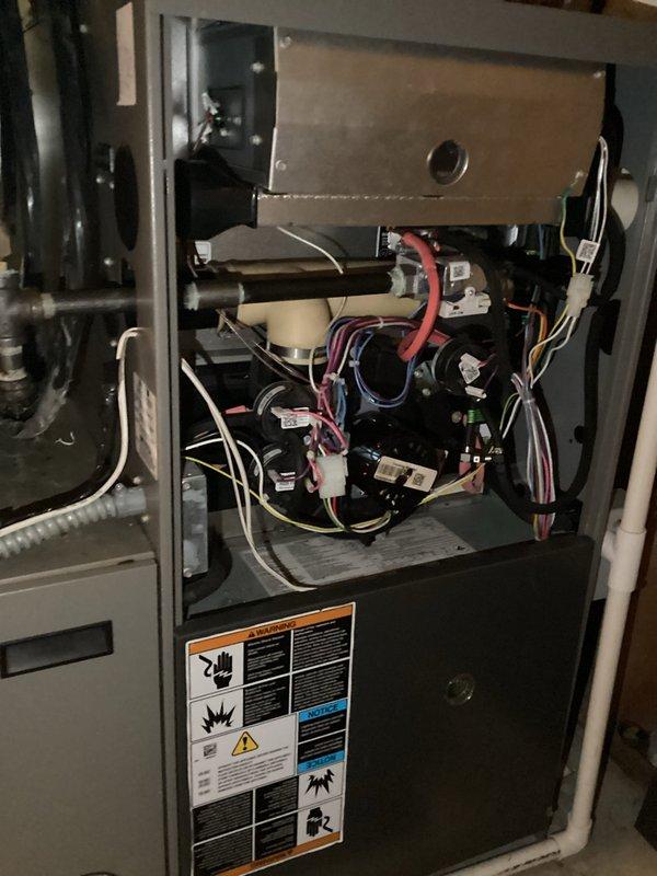 Performed scheduled maintenance agreement service on residential heating system. Conducted comprehensive tune-up of furnace, inspecting internal electrical components, heat exchanger, and blower assembly. Visual inspection of associated PVC venting system completed with no issues identified.