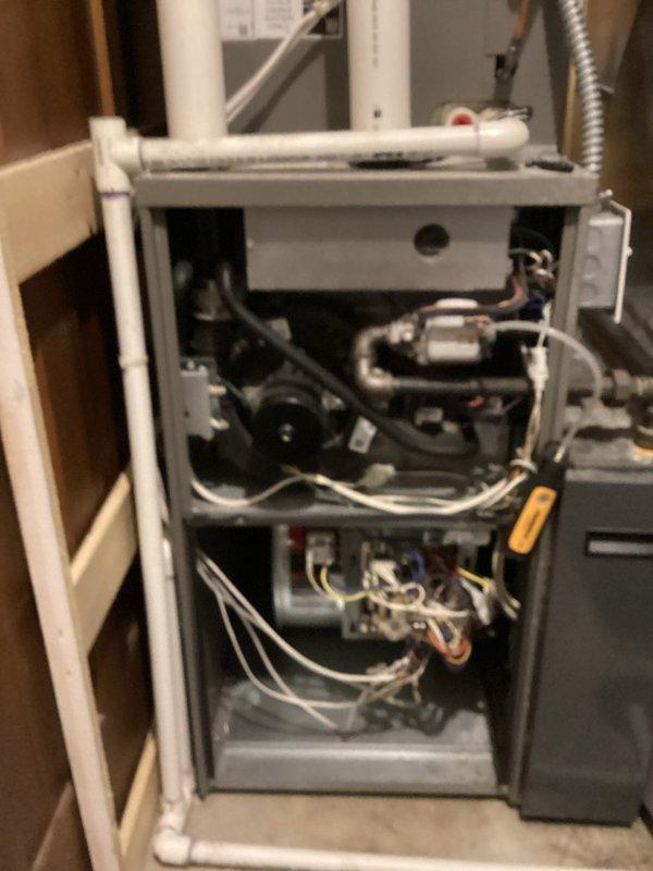 Performed scheduled tune-up on residential air handler system. Conducted comprehensive inspection of furnace unit including control board, motor assembly, electrical connections, and ventilation components. All systems were found to be functioning normally with no issues detected; service completed according to manufacturer specifications.