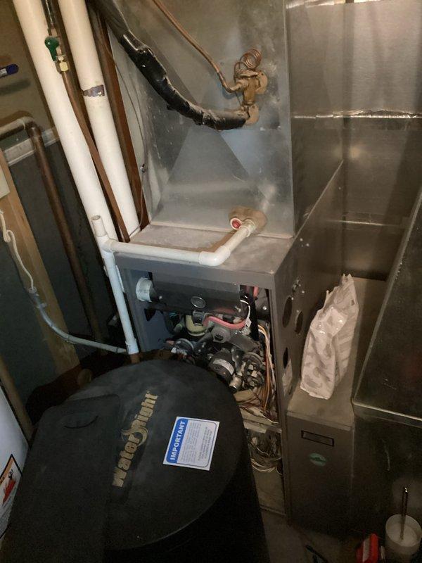 Completed scheduled preventive maintenance agreement service on residential furnace system. Performed comprehensive inspection and maintenance of furnace components. Verified proper water flow and drainage from exterior discharge points.